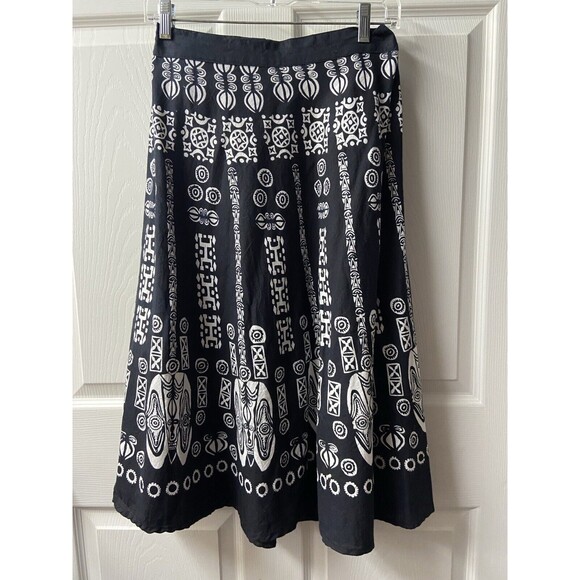 Studio W Skirt Womens Size M Black and White Print Elastic Back Fit and Flare - Picture 1 of 5